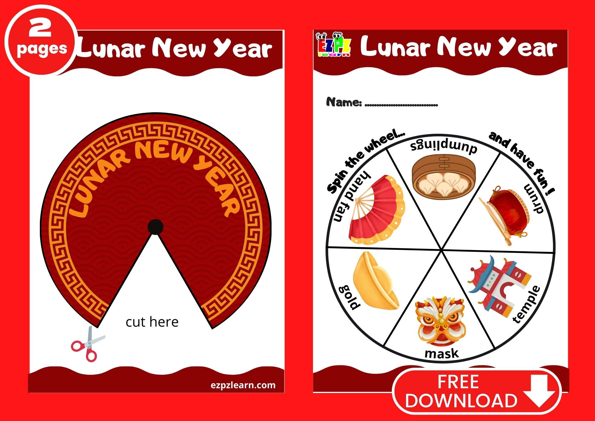 Chinese New Year Large Word Wheel 2 Free PDF Download